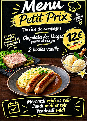 Menu à 12 € au restaurant le Chanzy à Stenay (voir détail)